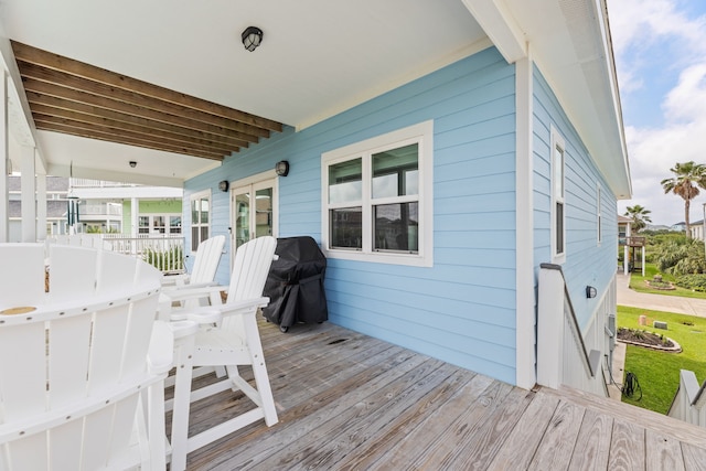 deck with a grill