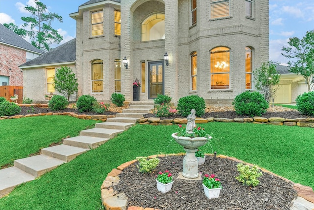 french country home with a front yard