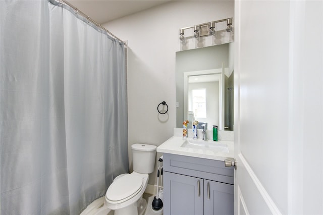 14514 Sanour Dr, Houston, TX 77084 - bathroom featuring toilet, a shower with shower curtain, and vanity