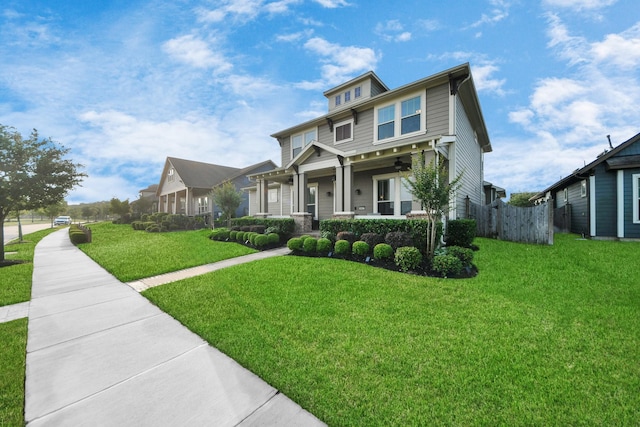 view of front of home with covered porch and ceiling fan