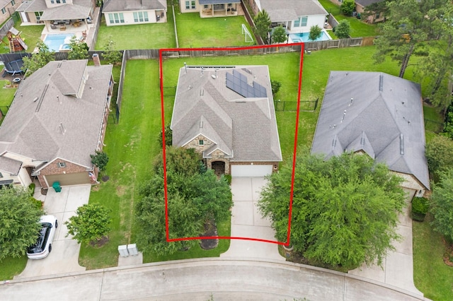 aerial view with a residential view