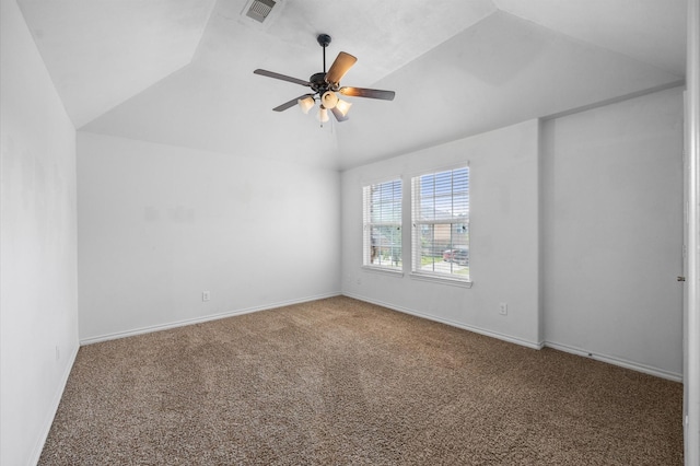 3011 Rustic Gardens Dr, Spring, TX 77386 - carpeted spare room featuring vaulted ceiling, ceiling fan, and baseboards