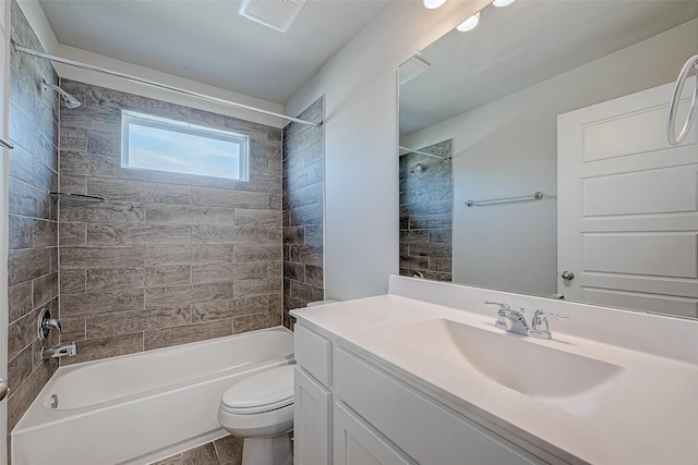 27083 Badger Way, Magnolia, TX 77354 - bathroom with toilet, visible vents, shower / bathing tub combination, and vanity