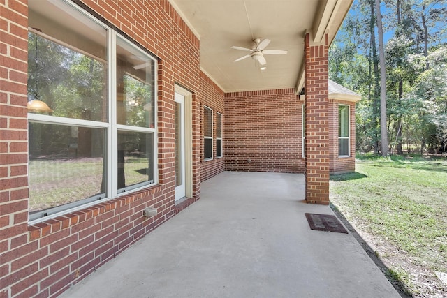 view of patio with ceiling fan