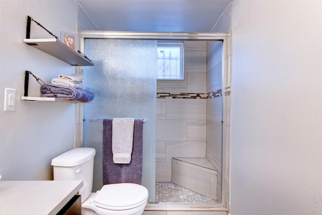 4114 Cicada Ln, Houston, TX 77039 - bathroom featuring vanity, a stall shower, and toilet