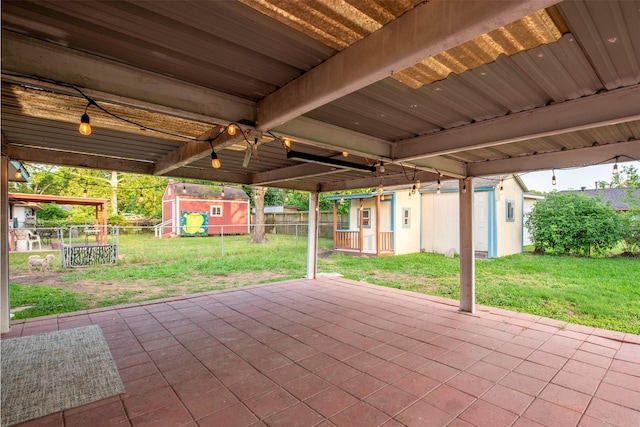 4114 Cicada Ln, Houston, TX 77039 - view of patio / terrace with a storage shed, fence, and an outbuilding