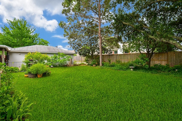 view of yard featuring a fenced backyard