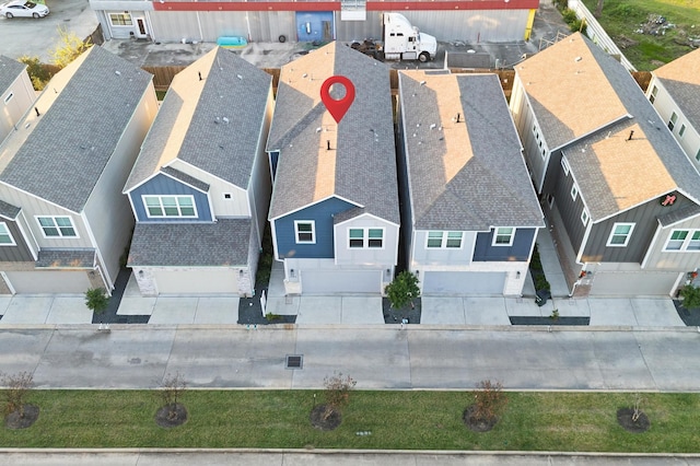 aerial view featuring a residential view