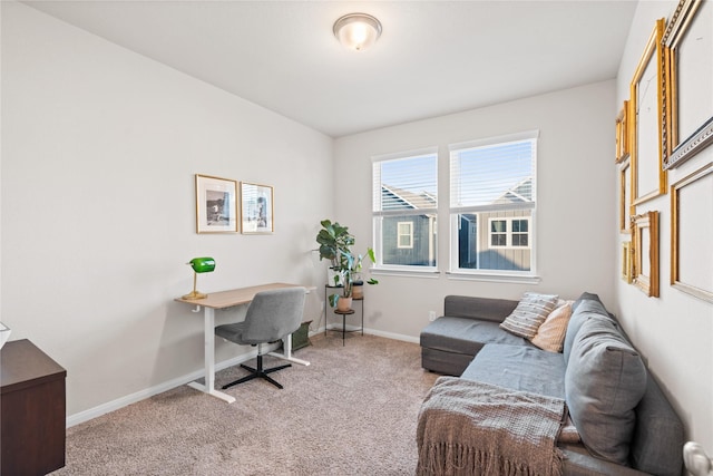 office space with carpet floors and baseboards