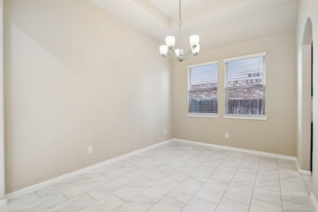 4310 Treccia Ct, Katy, TX 77493 - spare room featuring a chandelier and baseboards