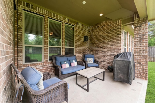 view of patio / terrace with a grill