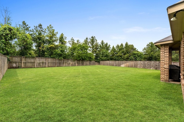 view of yard featuring a fenced backyard