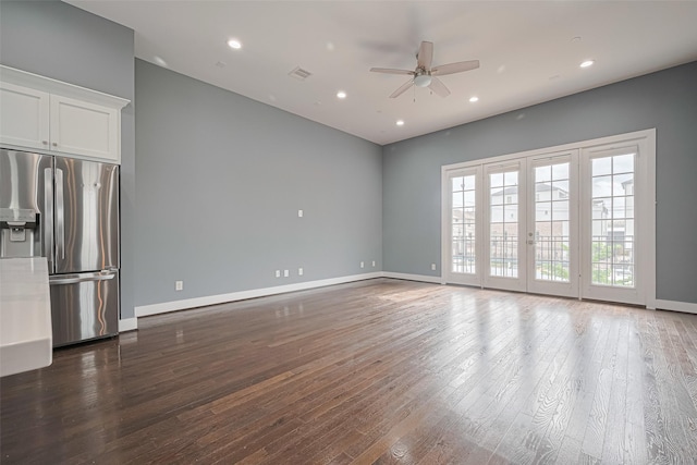4318 E Center St, Houston, TX 77007 - unfurnished living room featuring a ceiling fan, baseboards, recessed lighting, and hardwood / wood-style floors