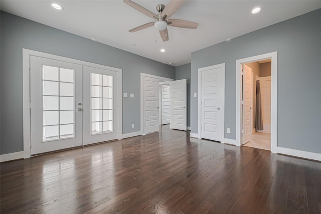 4318 E Center St, Houston, TX 77007 - unfurnished bedroom with french doors, recessed lighting, baseboards, and wood finished floors