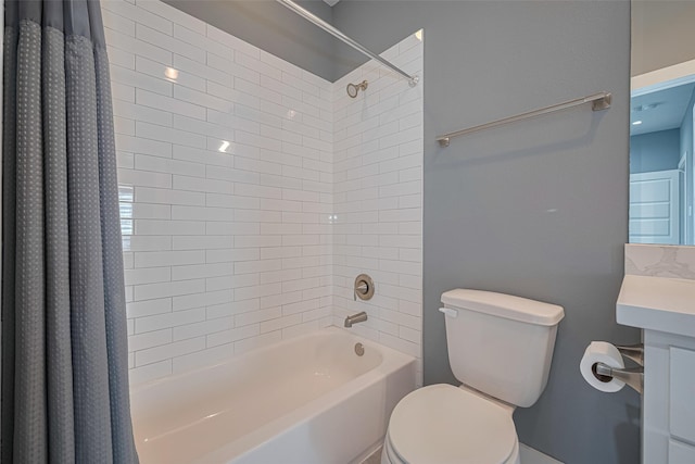4318 E Center St, Houston, TX 77007 - full bathroom with vanity, shower / tub combo, and toilet