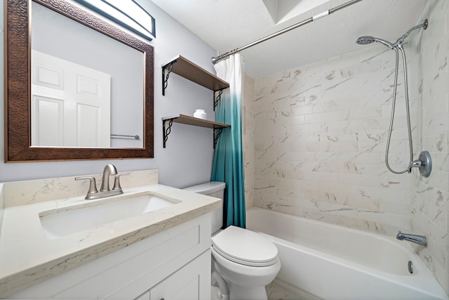 12633 Memorial Dr Unit 83, Houston, TX 77024 - bathroom featuring vanity, shower / bath combination with curtain, and toilet