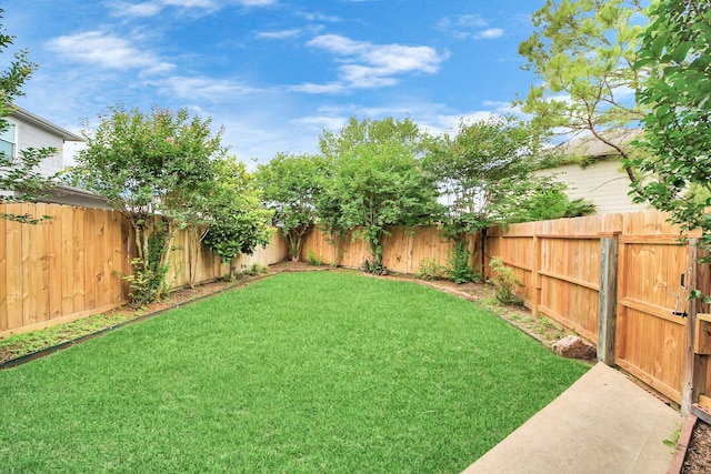 view of yard featuring a fenced backyard