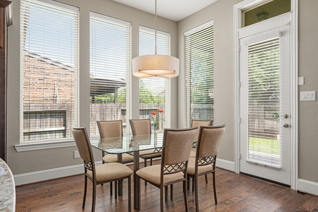 dining space with baseboards and healthy amount of natural light