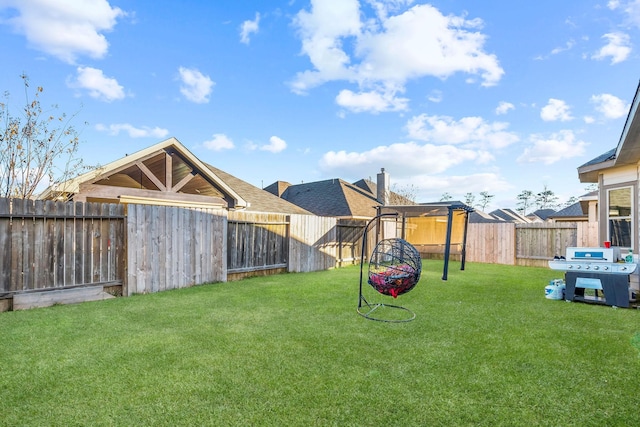 view of yard featuring a fenced backyard