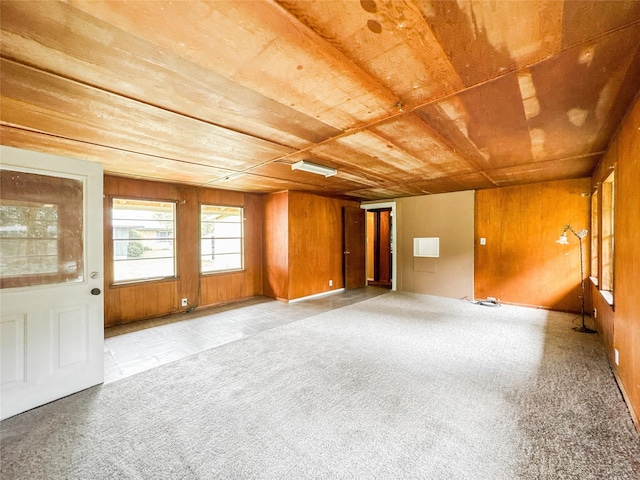 6710 County Road 203, Liverpool, TX 77577 - spare room featuring wooden walls, wood ceiling, and carpet floors