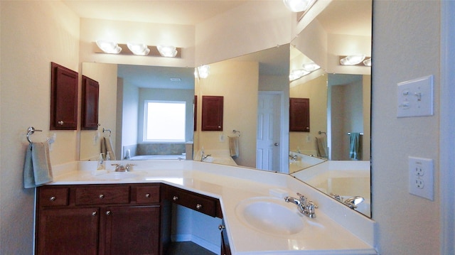 15407 Vincennes Oak St, Cypress, TX 77429 - bathroom with a bath, double vanity, and a sink