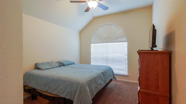15407 Vincennes Oak St, Cypress, TX 77429 - bedroom featuring lofted ceiling, carpet flooring, baseboards, and a ceiling fan