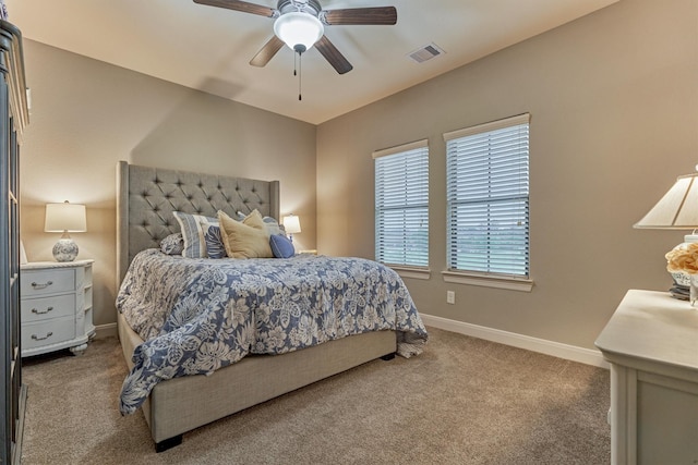 18787 Serene Water Dr, Montgomery, TX 77356 - bedroom featuring carpet, baseboards, a ceiling fan, and visible vents