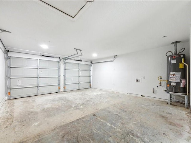 garage featuring water heater