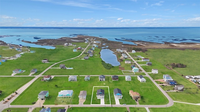 aerial view of a nearby body of water