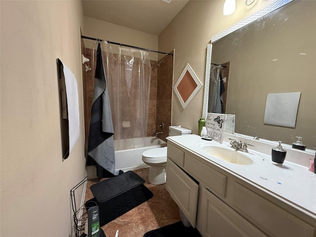 full bathroom featuring vanity, toilet, and shower / tub combo