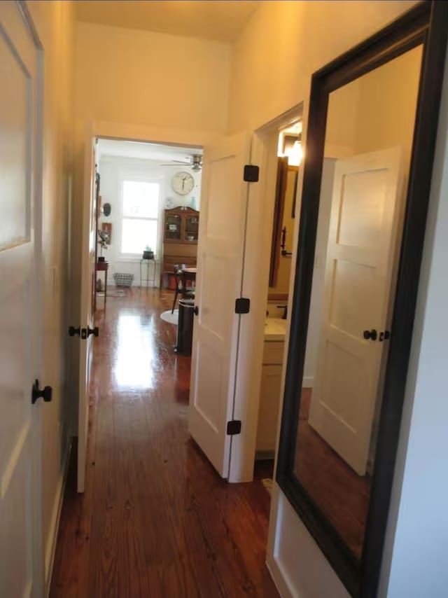 hall featuring dark wood finished floors
