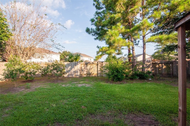 view of yard featuring a fenced backyard
