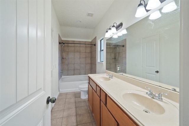 22981 Henson Rd, Montgomery, TX 77356 - full bath with washtub / shower combination, tile patterned floors, double vanity, and a sink