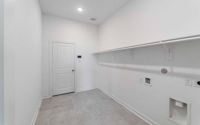 8406 Crab Blossom Dr, Cypress, TX 77433 - laundry area featuring electric dryer hookup, laundry area, hookup for a gas dryer, visible vents, and baseboards