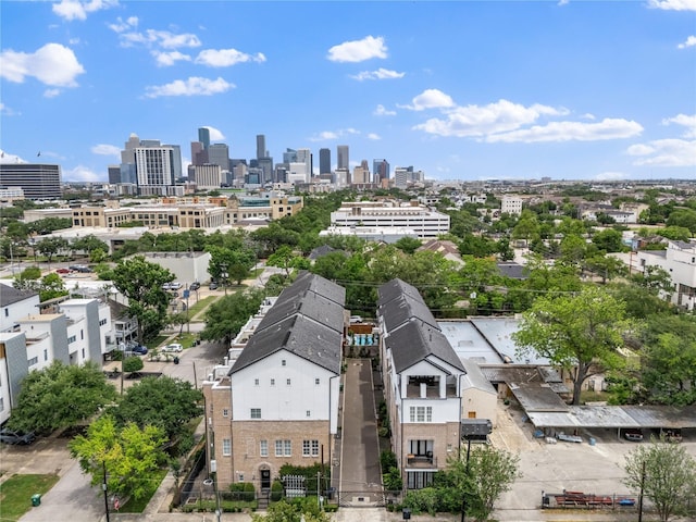 bird's eye view with a city view