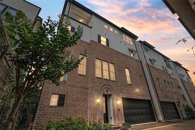 view of property featuring a garage