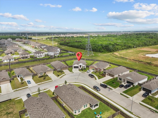 aerial view with a residential view