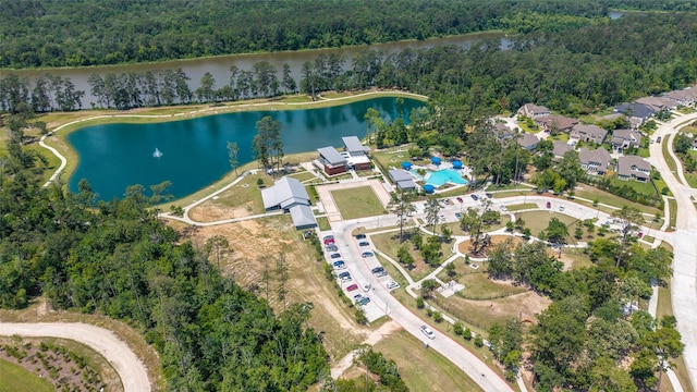 145 Lily Green Ct, Conroe, TX 77304 - aerial view of property's location with a forest and a nearby body of water