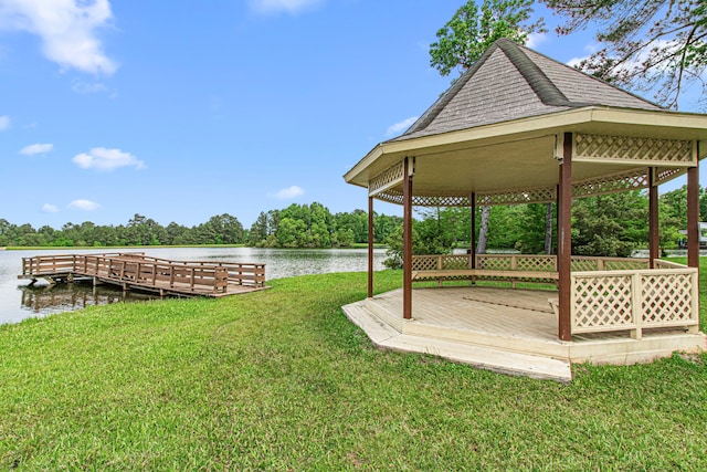 6811 S Trace Dr, Magnolia, TX 77354 - view of yard with a water view and a gazebo