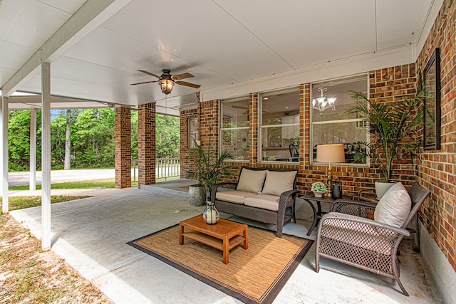 6811 S Trace Dr, Magnolia, TX 77354 - sunroom / solarium with an outdoor hangout area and a ceiling fan