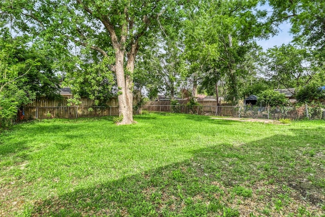 view of yard featuring a fenced backyard