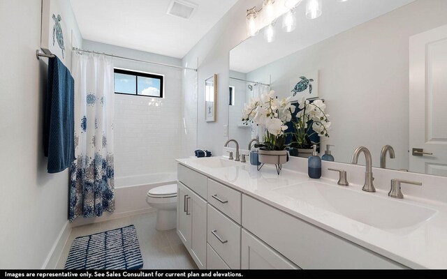 2706 Obsidian Dr, Rosharon, TX 77583 - full bathroom with a sink, double vanity, toilet, and visible vents