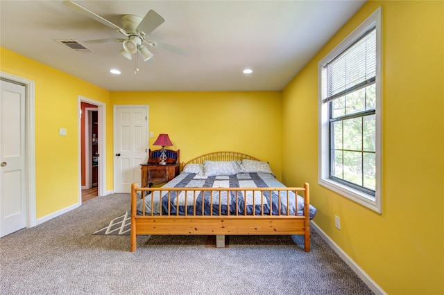 120 Rebecca St, Houston, TX 77022 - carpeted bedroom featuring recessed lighting, baseboards, and ceiling fan