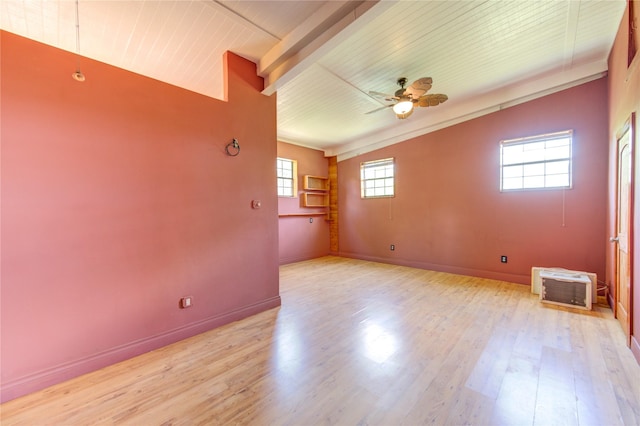 120 Rebecca St, Houston, TX 77022 - spare room featuring light wood finished floors, ceiling fan, baseboards, and wood ceiling