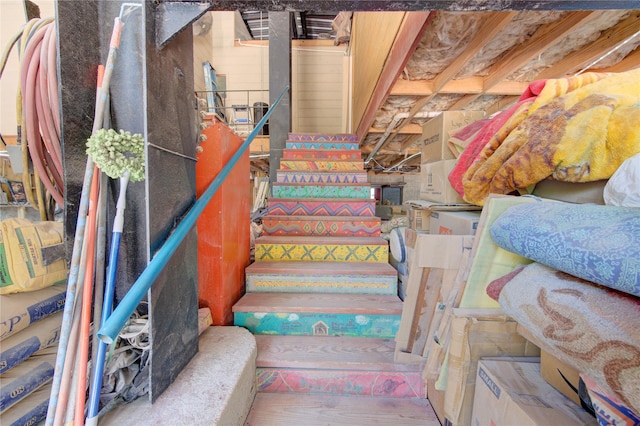 120 Rebecca St, Houston, TX 77022 - stairs with wood finished floors