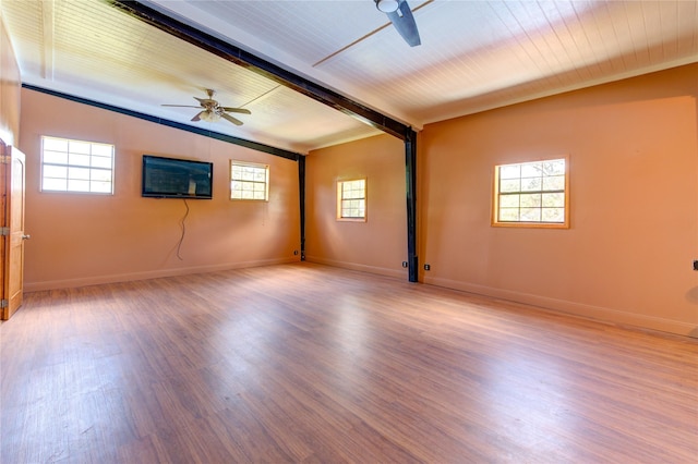 120 Rebecca St, Houston, TX 77022 - spare room featuring ceiling fan, wood finished floors, and baseboards