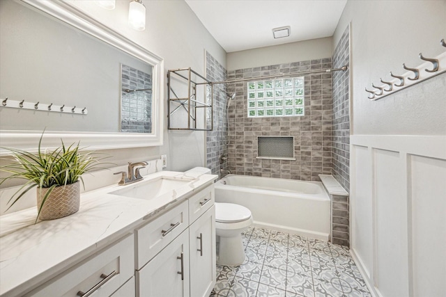 1411 Tulane St, Houston, TX 77008 - full bathroom with toilet, vanity, tile patterned flooring, and washtub / shower combination