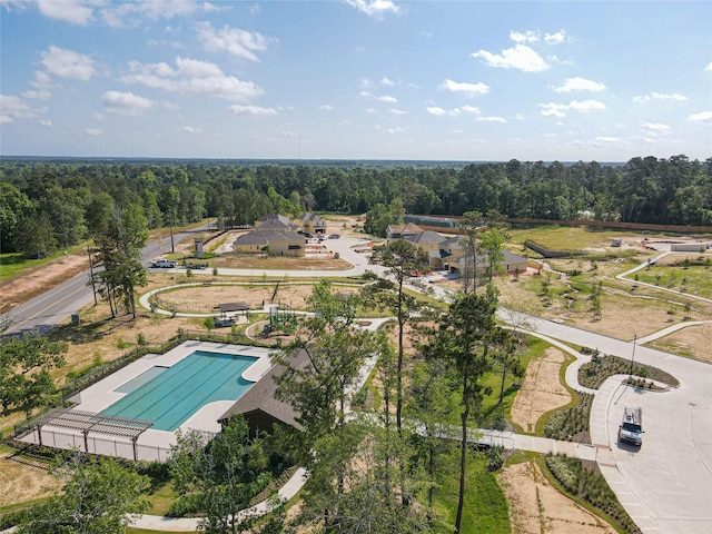bird's eye view with a forest view