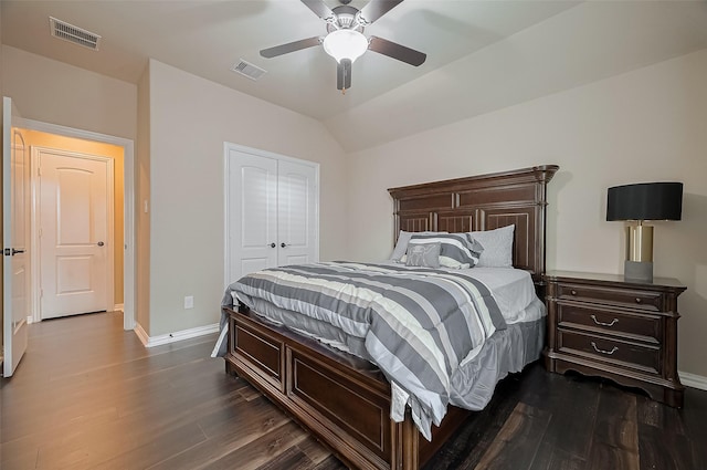 17019 Mahogany Trace Ln, Richmond, TX 77407 - bedroom with baseboards, dark wood-type flooring, and visible vents
