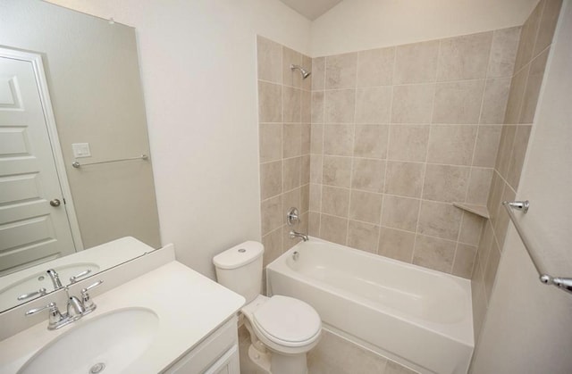 full bath featuring toilet,  shower combination, and vanity